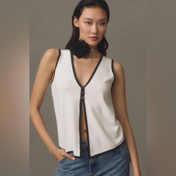 Anthropologie Tops - NWT Maeve by Anthropologie Women’s Small Colorblock Vest Black White Ivory